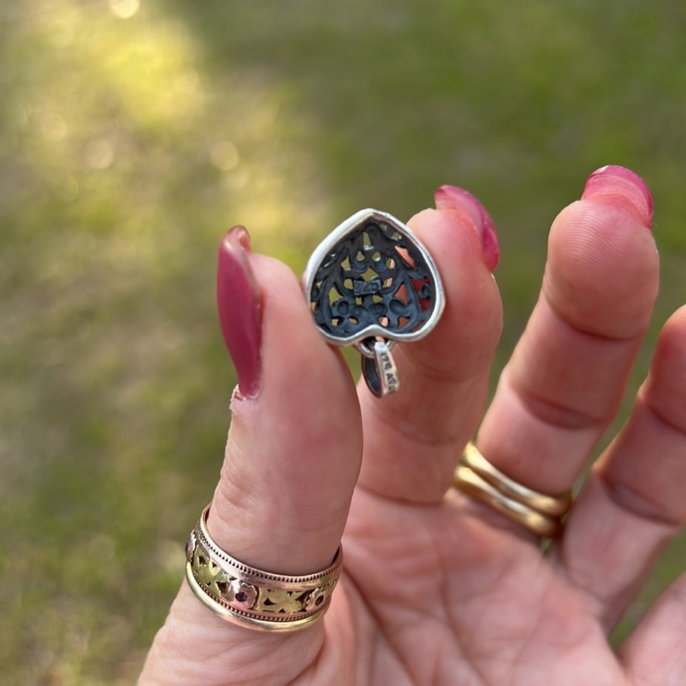 Sterling Silver Scroll Open Heart Small Charm Or … - image 8